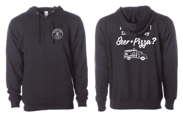 beer and pizza hoodie rustic taps