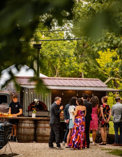 Wedding guest infront of tap truck