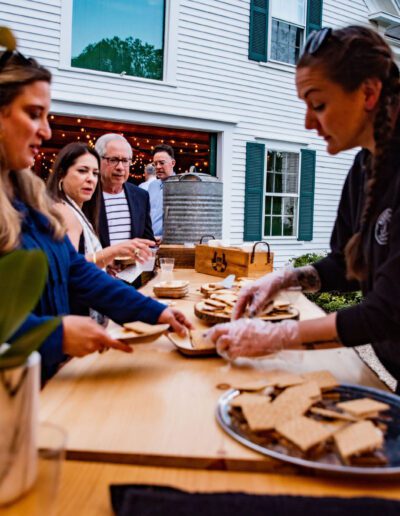 Wedding guest eating from tap truck